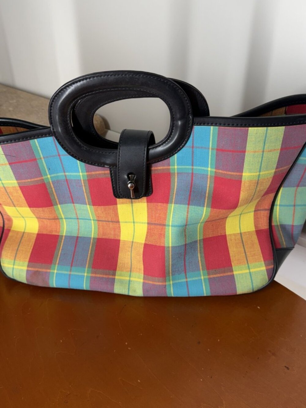 Preston And York Multicolored Madras Plaid Handbag Purse Resort summer